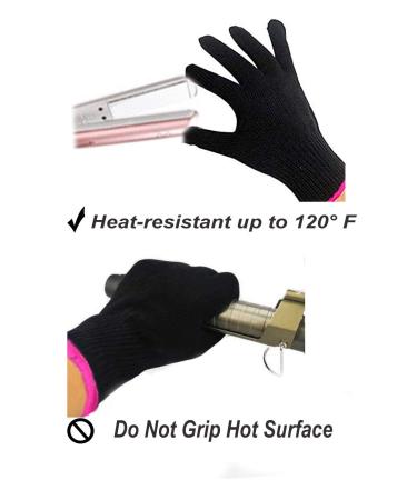 AFT90 Heat Resistant Glove for Hair Styling - Curling Iron, Flat Iron, Curling Wand - Black/Pink Edge - Buy Online on GoSupps.com
