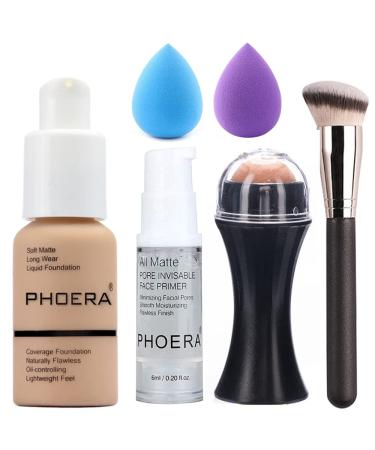 6 pieces Liquid Foundation Set Matte Liquid Full Coverage Foundation with Face Primer Volcanic Stone Oil Rollers Foundation Brush MakeUp Sponge MakeUp Set ( # 104) 1 piece (1 Pack) # 104 - Buy Online on GoSupps.com
