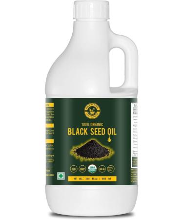 QURA Cold-Pressed Organic Black Seed/Nigella Sativa/Kalonji Seeds Oil (1000ml) USDA Organic Virgin Grade No GMO and Untreated Edible Oil.