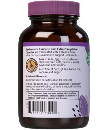 Bluebonnet Turmeric Root Extract Supplement 60 Count 60 Count (Pack of 1) - Buy Online on GoSupps.com