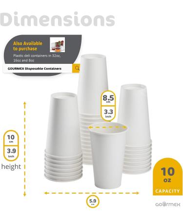 GOURMEX 1000 Disposable Coffee Cups | White Paper Cups Disposable Hot Cups | Ideal for Home Work and to-Go | Fits with Coffee Cups Disposable Lids (10oz) - Buy Online on GoSupps.com