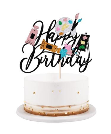 LVEUD Happy Birthday Cake Topper Painting Theme Artist Happy Birthday Cake Topper Drawing Board Happy Birthday Cake Topper