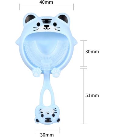 AJM Kids U-Shaped Silicone Toothbrush with 2 Removable Heads and Dust Cover - Tiger Blue | 360 Oral Teeth Cleaning Design for Kids (Age 2-12) - Buy Online on GoSupps.com