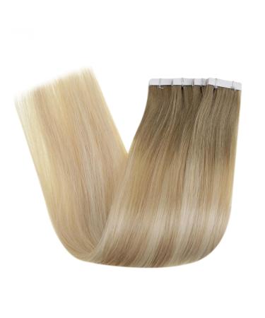 Buy Laavoo 50cm Brown Ombre Tape-In Hair Extensions - Real Virgin Hair #8/27/60 - Seamless Light Brown Balayage - 5pcs 12.5g - Buy Online on GoSupps.com