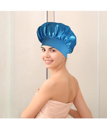 Satin Hair Drying Towel Satin Hair Towel Wrap Hair Popping Towel Elegant Satin Hair Towel for Women Chic Silk Hair Wrap Comfortable Hair Turban Wrap for Home darkblue - Buy Online on GoSupps.com
