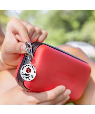Divoti Insulin Dependent T1D Bag Tag - Quick Click Pre-Engraved Stainless Steel Dual-Sided | Bold Lettering for Insulin Users - Buy Online on GoSupps.com