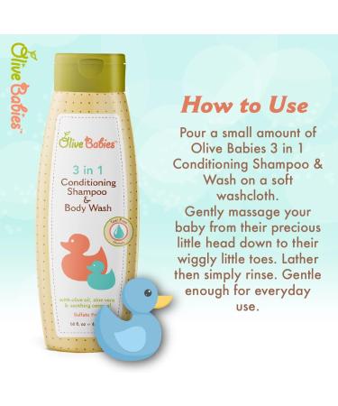 Olive Babies 3 In 1 Conditioning Shampoo and Body Wash 14 Ounce - Buy Online on GoSupps.com