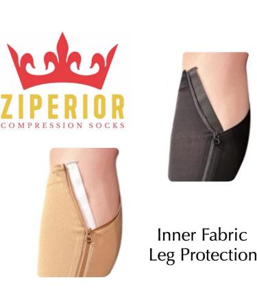Inside Leg Zipper 20-30 mmHg Compression Socks - Closed Toe Large-X-Large White | Best for Comfort & Support - Buy Online on GoSupps.com