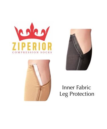 Buy Thigh High 20-30 mmHg Compression Stockings with Zipper | Wide Calf Open Toe - Nude Large/X-Large - International Shipping - Buy Online on GoSupps.com