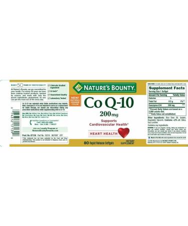 Nature's Bounty Co Q-10 200 mg Rapid Release Softgels Supports Cadiovascular Health 80 Ea (Pack of 4) - Buy Online on GoSupps.com