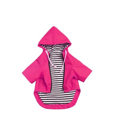Morezi Hundegenmantel with reflective buttons and zippers wind and rainlow adjustable cord removable hood- pink-XL XL (breast circumference: 72-80cm) pink