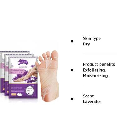 3 Pack Foot Peel Mask Exfoliating Foot Socks Calluses Remover Dead Skin Aloe Moisturizing Feet Peeling Mask for Dry Skin Cracked Heels Foot SPA Socks for Women and Men Lavender - Buy Online on GoSupps.com