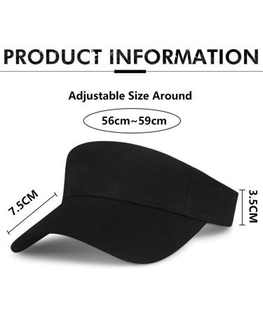 Unisex Adjustable Outdoor Golf Visor | Solid Black Sun Hat for Women & Men | 22-23 inches | Medium Size | 1pc - Buy Online on GoSupps.com