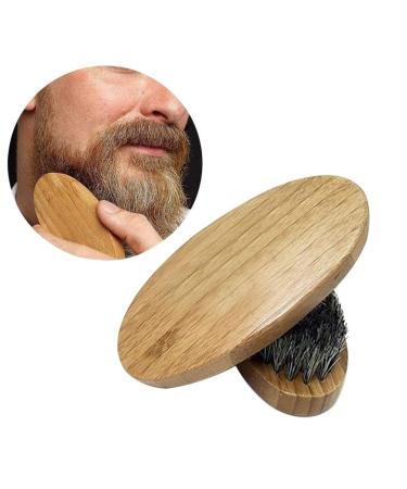 BESTOMZ Beard Brush with Round Wooden Handle and Natural Soft Horse Hair Bristles