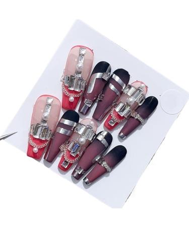 Handmade Wearing Nail Medium to Long Heavy Industry Wearing Nail Detachable Nail(XS)
