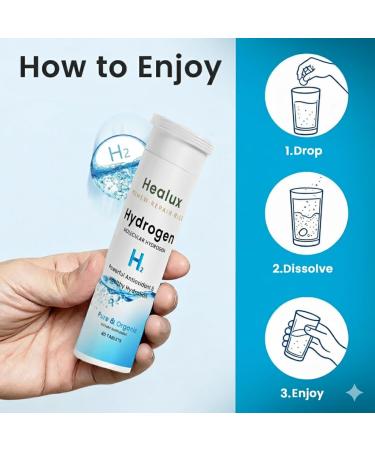 Healux Hydrogen Water Tablets 12 PPM Molecular H Tablets with Magnesium | Lab Tested Antioxidant Support for Energy Cellular Health Recovery & Cognitive Function 90 Count Raspberry - Buy Online on GoSupps.com