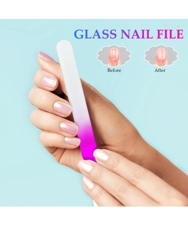 4 Pcs Glass Nail File Set with Cuticle Pusher - Double Sided Crystal Nail Files for Manicure Pedicure - Rose Red - Buy Online on GoSupps.com