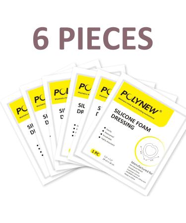 POLYNEW Sacral Pad 7.2x7.2 with Adhesive Border - Large Wound Care and Pressure Sore Relief - 6 Pack - Buy Online on GoSupps.com