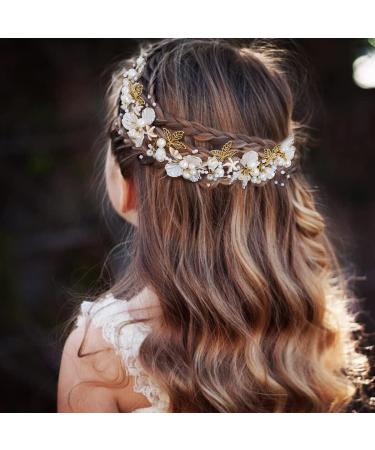 Gold Starfish & Pearl Flower Girl Headpiece - Wedding Hair Accessories for Communion, Prom, Birthday - Women/Girls - Buy Online on GoSupps.com