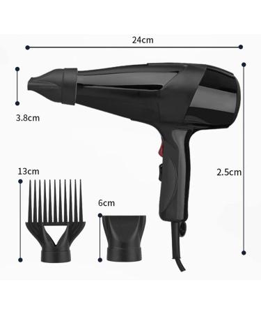 TIYETA Hair Dryer Salon Professional Styling 2000W Turbo Power Fan for Fast Drying Hot and Cold Air Blue Light Hair Dryer with 2 Nozzles Black - Buy Online on GoSupps.com