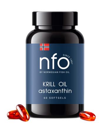 NFO Omega 3 Krill Oil Astaxanthin 60 Capsules Antarctic Krill Oil with Norwegian Fish Oil and High Strength of EPA & DHA with Phospholipids & Astaxanthin Complex Original Premium Supplement