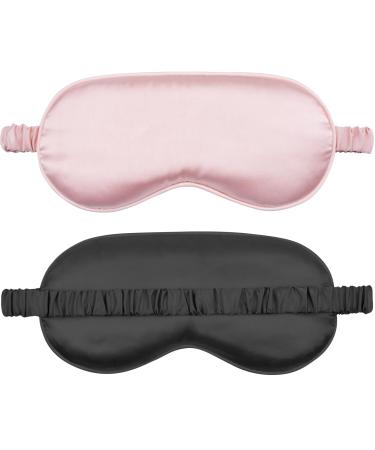 Sleep Mask 2 Pack Soft Blackout Eye Mask for Women Men Eye Sleep Shade Cover for Back and Side Sleeper Sleeping Mask Night Blindfold for Night Sleep Travel Nap (Pink Black)