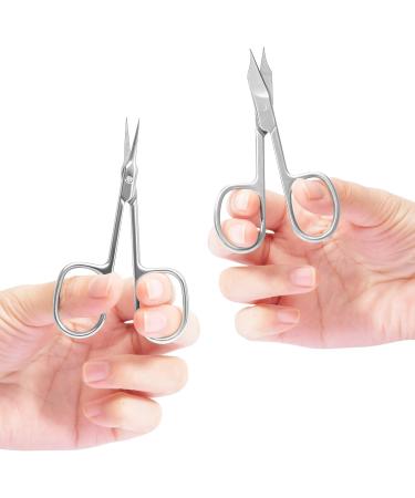 Diesisa Extra Fine Curved Cuticle Scissor 2 Pack - Stainless Steel Manicure Scissors for Fingernail, Eyebrow, and Eyelash Grooming - Buy Online on GoSupps.com