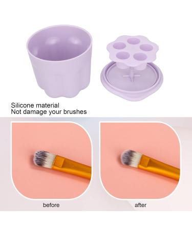Buy Purple Silicone Makeup Brush Cleaning Box - Soft & Efficient Nail Art Brush Washer with Drying Rack - Buy Online on GoSupps.com