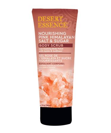 Desert Essence Nourishing Pink Himalayan Salt & Sugar - Body Scrub - 6.7 Fl Ounce - Low Foaming Body Polish Jojoba & Sunflower - Nourish Skin - Softer Radiant Skin - Shea Butter - Jojoba Oils - Aloe