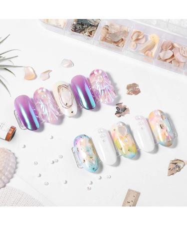 Conijiwadi Irregular Conch Pearl Nail Sticker Set High Brightness Nail Decals Kit Nail Art Beauty Supplies - Buy Online on GoSupps.com