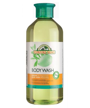 Corpore Sano Shower Gel/Body Wash-Aloe/Seaweed/Argan & Aloe-CERTIFIED ORGANIC-NO PARABENS-500 ml/16.9 fl. oz (BODY WASH ARGAN & ALOE)