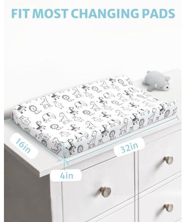 Babysland Changing Pad Cover 2 Pack - Soft Cotton Neutral Baby Table Cover with Animals and Zebra Stripes - Buy Online on GoSupps.com