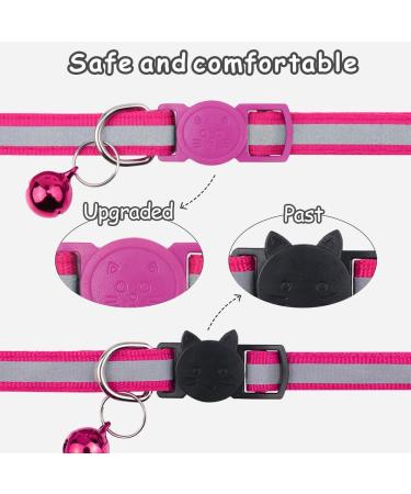 Taglory Reflective Cat Collar with Safety Clasp & Bell - 2-Pack Adjustable Hot Pink Collars for Cats & Kittens (15-20cm) - Buy Online on GoSupps.com