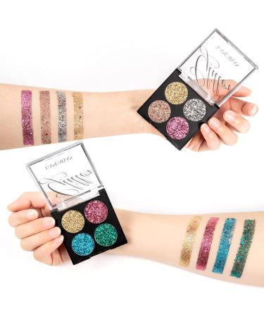AKARY 4-Colors Glitter Eyeshadow Palette - Ultra Pigmented Long Lasting & Waterproof Mini Makeup for Stunning Eye Looks | Shop Internationally - Buy Online on GoSupps.com