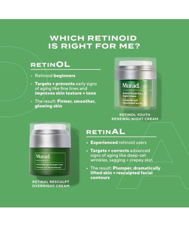 Murad Retinal ReSculpt Overnight Cream Anti-Aging Face & Neck Cream with Encapsulated Retinal & NAD+ Firms Lifts & Hydrates Skin 1.7 Fl Oz - Buy Online on GoSupps.com
