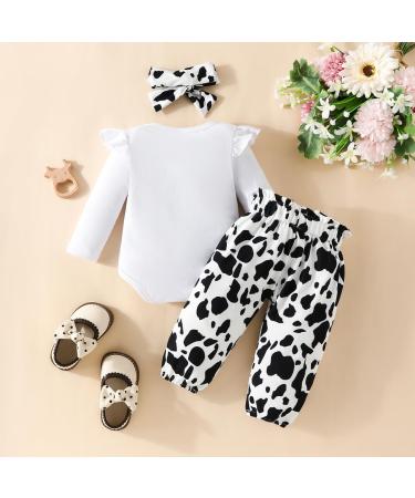 UUAISSO Baby Girls Cow Print Ruffle Outfit Set | Infant Clothing 6-12 Months - Buy Online on GoSupps.com
