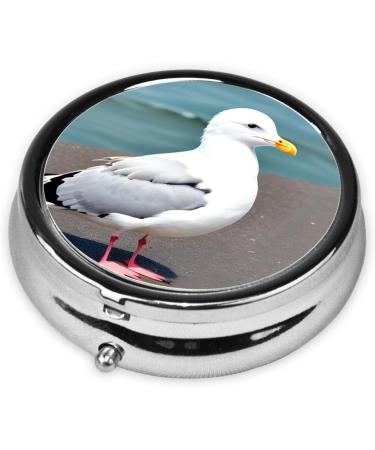 Cute Seagull Round Pill Box - 3 Compartment Organizer | Portable Travel Pill Box for Traveling - Buy Online on GoSupps.com