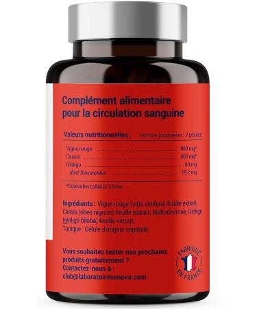 FORMULA CIRCULATION Blood venous | Heavy legs Water retention | Red Vine (highly dose) Blackcurrant Gingko Biloba | 60 capsules | Dietary supplement - Buy Online on GoSupps.com