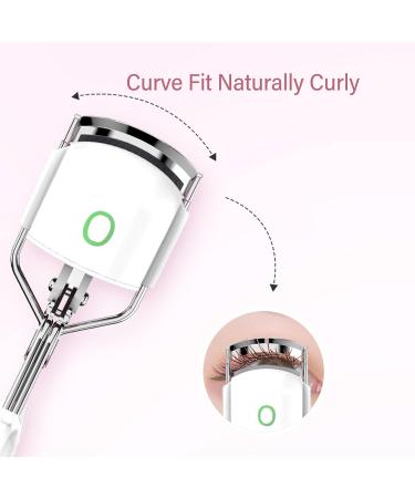 Heated Lash Curler with 2 Speed Temperature Control Long Lasting Curling Metal Ironing Fast Charging Electric Eyelash Curlers (White) - Buy Online on GoSupps.com