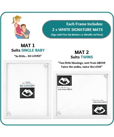 Baby Shower Guest Book Frame for Single Baby or Twins - Ultrasound Photo Frame - Pregnancy Keepsake - Classic White - Buy Online on GoSupps.com
