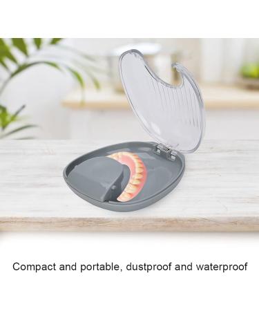 Compact Waterproof Orthodontic Retainer Case - Portable Mouthpiece Box with Pressing Lid for Retainer Cleaning | Grey - Buy Online on GoSupps.com