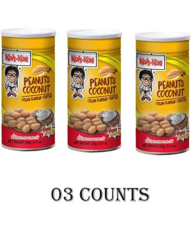 03 x Kohh-Kae Peanuts Coconut 230g - Cream Flavour Coated - Buy Online on GoSupps.com