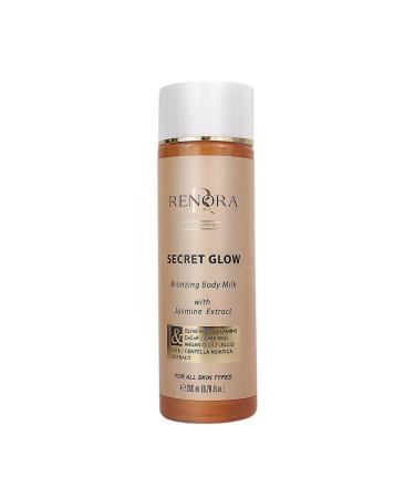 RENORA | Body Tanning and Moisturising Cream with Vitamins| Secret Glow| Tanning Milk| Jasmine Aroma Vitamins E+C+F Almond Chia and Argan Oil| Natural and Long Lasting Finish| 200 ml