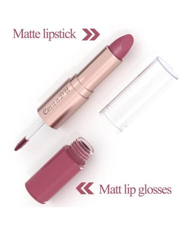 Buy 3 Pcs 2-in-1 Lipstick Lip Gloss Set - Waterproof Long Lasting Moisturizing Velvet Tint for Women | Durable Makeup Essentials - Buy Online on GoSupps.com