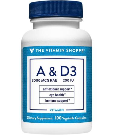 The Vitamin Shoppe Vitamin A & D Non-Oily - Immune & Vision Support | Antioxidant Formula | 100 Capsules | Once Daily - Buy Online on GoSupps.com