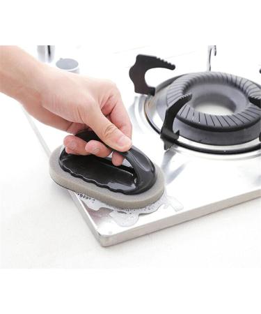 Emery Sponge Kitchen Pot Brush Emery Sponge Brush with Handle Kitchen Pot Brush Rust Cleaning Tool Emery Sponge Brush Eraser Scrub Sink Pot Dish Scrubber Bathroom Cleaning Brush Brown - Buy Online on GoSupps.com
