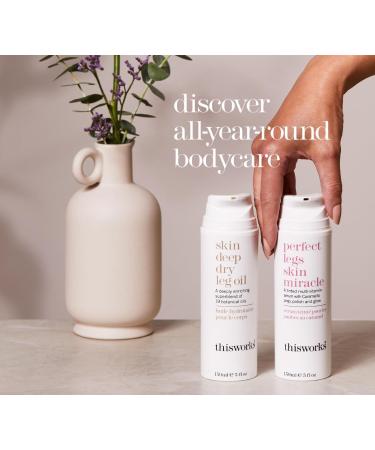 This Works Skin Deep Dry Leg Oil 150 ml - Body Oil for Dry Skin - Nourishing Body Moisturiser Enriched with 19 Essentials Oils including Sandalwood Jojoba Coconut and Rose Oil for a Hydrating Glow - Buy Online on GoSupps.com