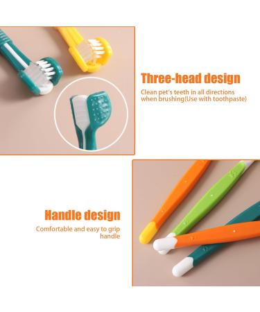 Dog Toothbrush 3 Sided Toothbrush 4PCS Triple Head Dog Toothbrushes for Dogs Dental Care with Soft Bristles Cleaning Brushes with Long Handle for Dog Cat Oral Dental Health - Buy Online on GoSupps.com