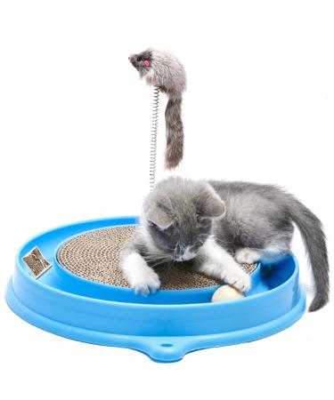 AUOON Cat Scratcher Toy, Cat Toy, Scratch pad,Scratching Toy,Post Pad Interactive Training Exercise Mouse Play Toy with Ball Blue