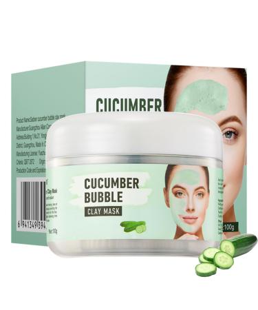 Cucumber Bubble Clay Face Mask Clay Mask for Pores Green Tea Mud Mask Deep Cleansing Face Mask Controlling Oil Acne & Refining Pores Reduce Blackheads & Dark Spots Elastic & Smooth Skin